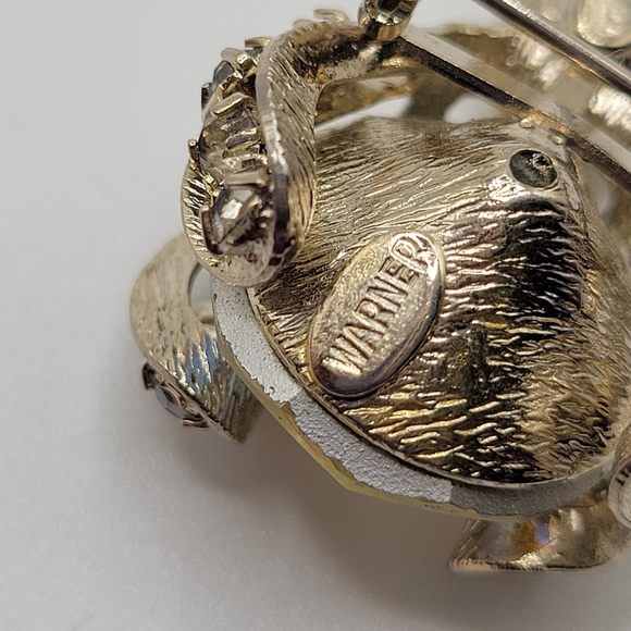 VTG Warner Fly Brooch | Silver Tone, Clear & AB Rhinestones | SIGNED - Picture 9 of 10